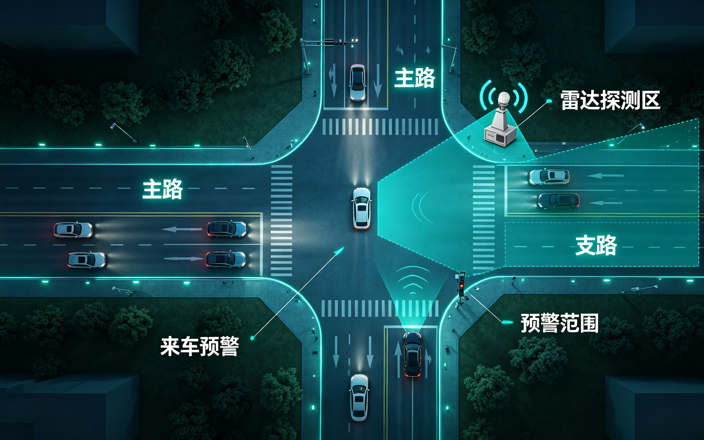 交叉路口来车预警（主路#支路）